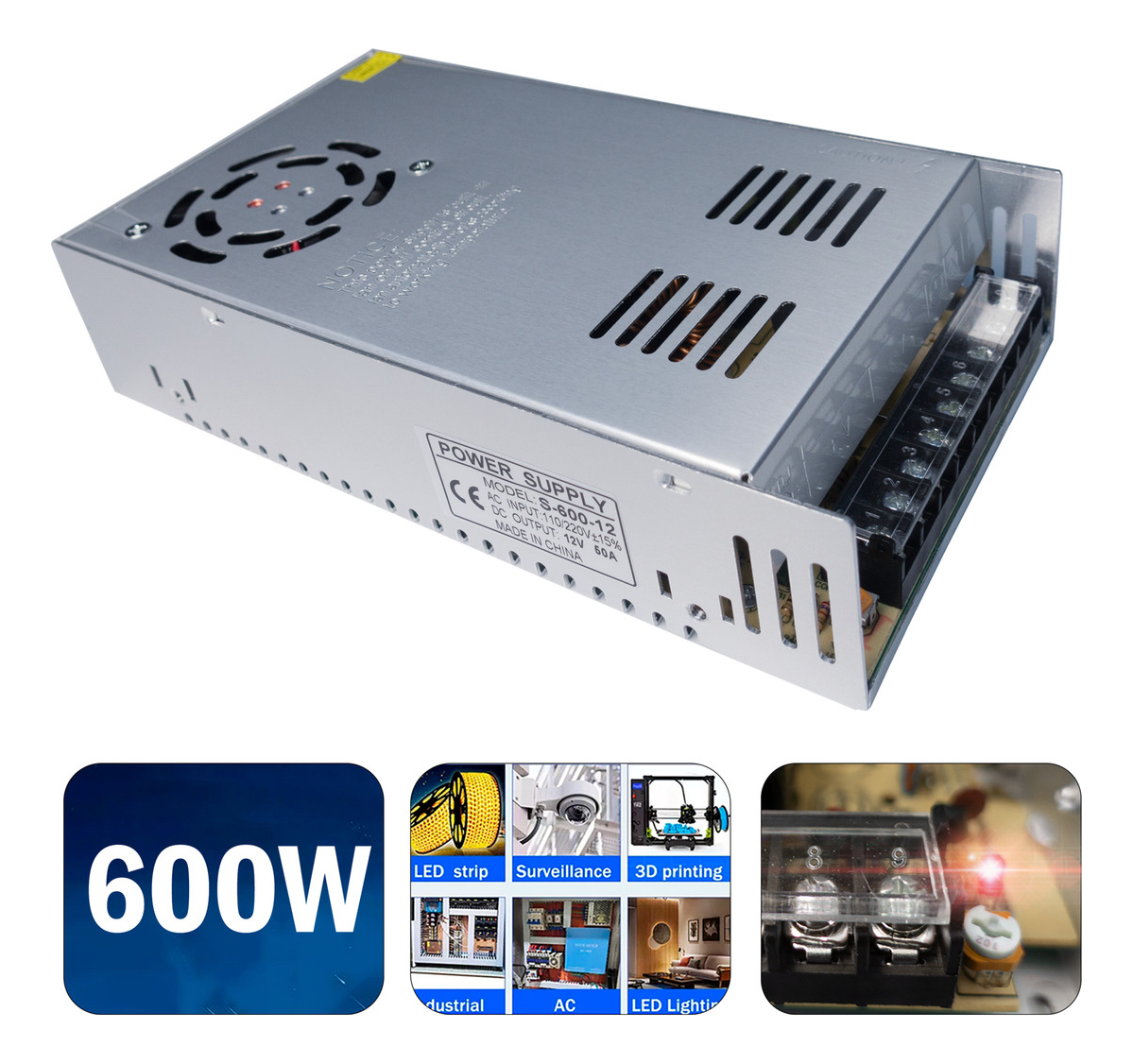 Fuente Poder 12v 50a 600w Transformador 220v Camaras Cinta