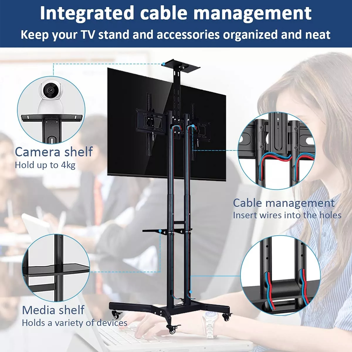 Soporte Tv Base Pedestal Rueda Televisores Móvil De 32 A 75 Pulgadas