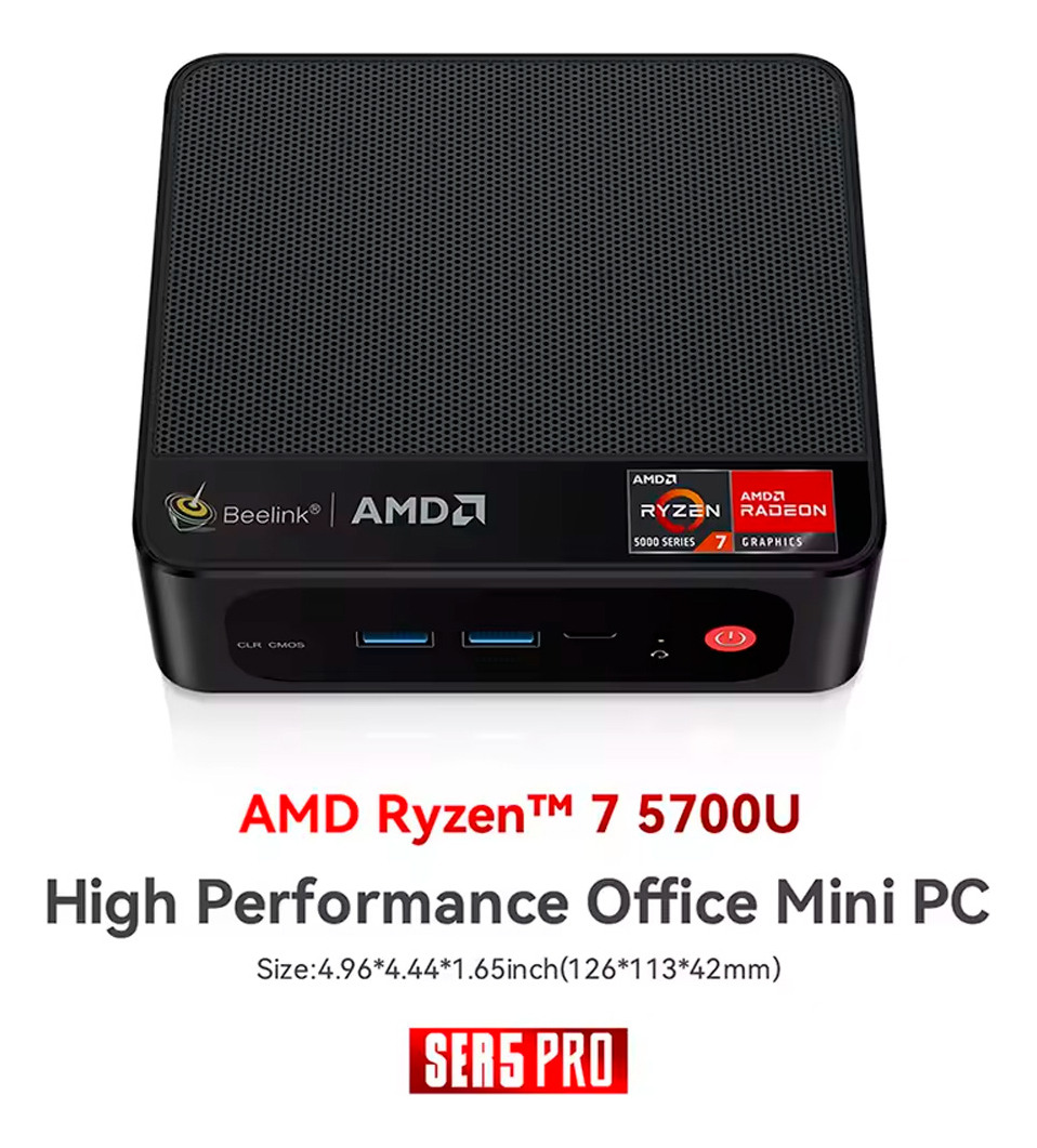 Mini Pc Beelink Ser5 Amd Ryzen 7 5700u 32 Gb Ram 1tb Ssd M.2