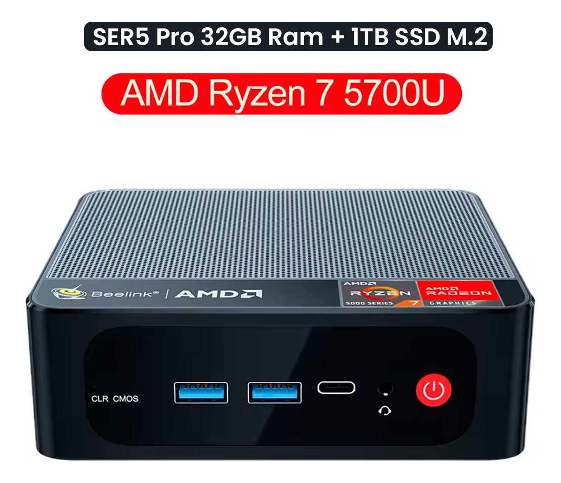 Mini Pc Beelink Ser5 Amd Ryzen 7 5700u 32 Gb Ram 1tb Ssd M.2