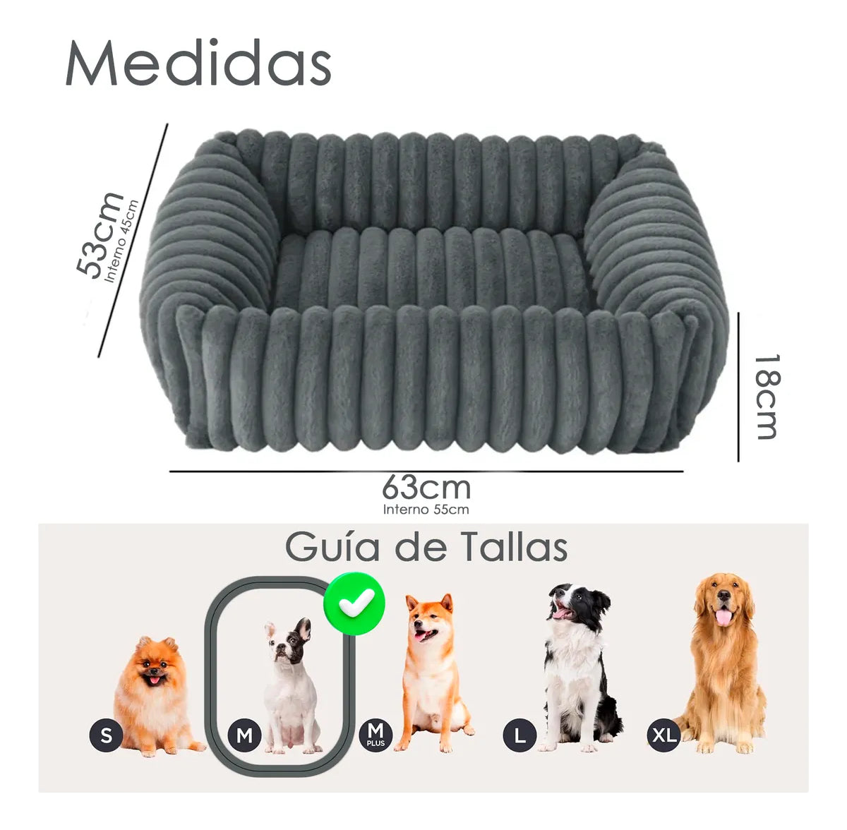 Cama Perro Antiestres Antideslizante Lavable De 63cm