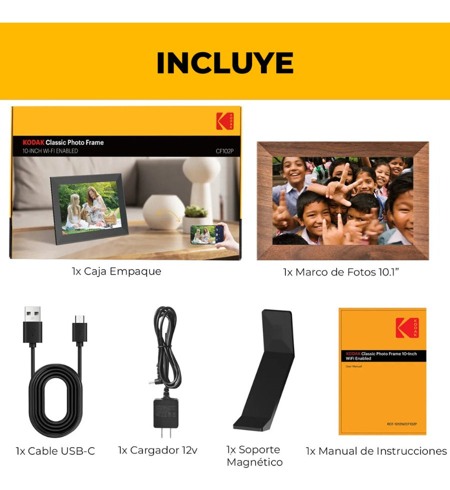 Marco Digital Kodak 10.1 Wifi Fotos Y Videos Ips De Madera