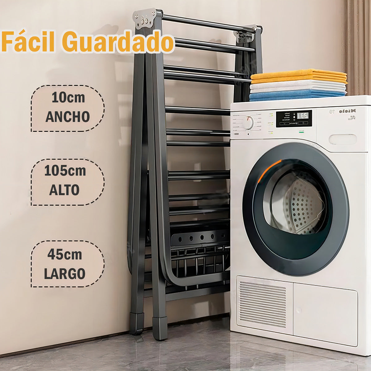 Tendedero Plegable Premium Beiti 170cm Soporta 50kg De Acero Inoxidable Gris Oscuro