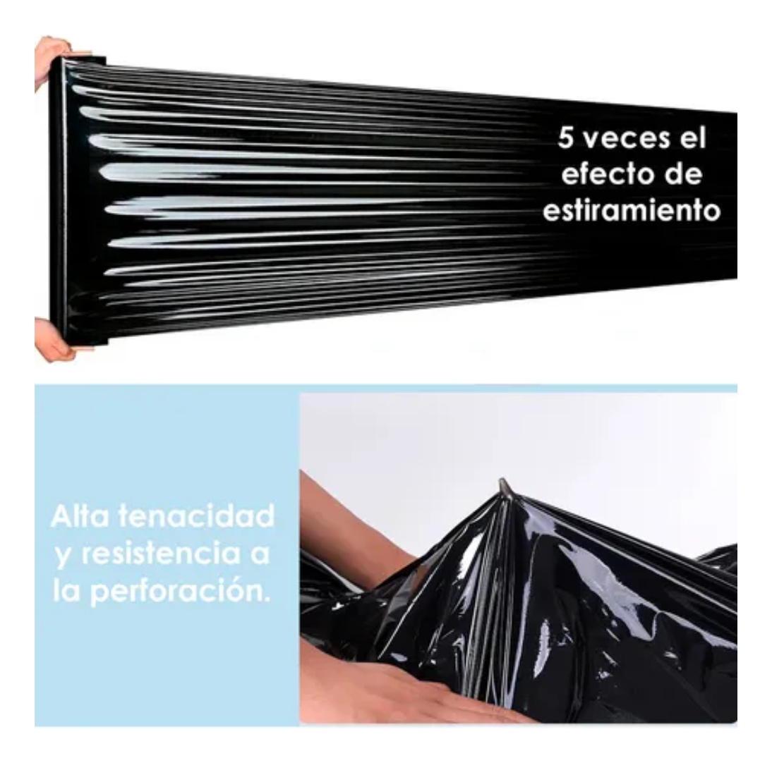 Pack 6 Film Stretch Alusa Embalaje 3kg 600 Metros Industrial Negro