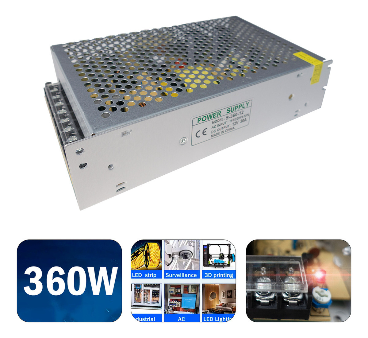 Fuente Poder 12v 30a 360w Transformador 220v Camaras Cinta