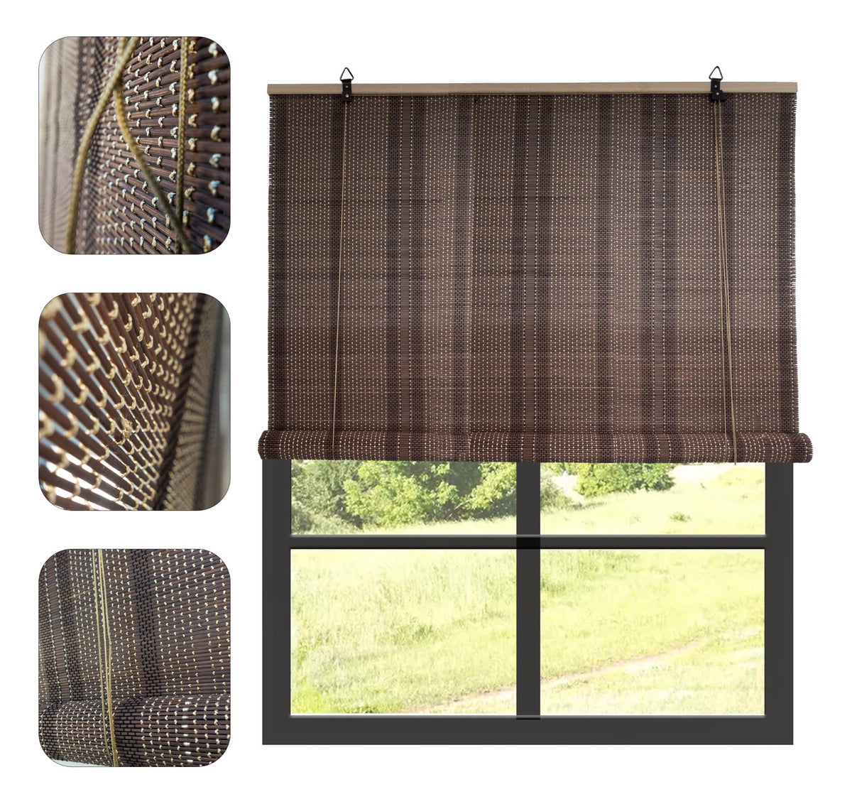 Cortina Bambú Fino Persiana Roller Enrollable 120x180cm