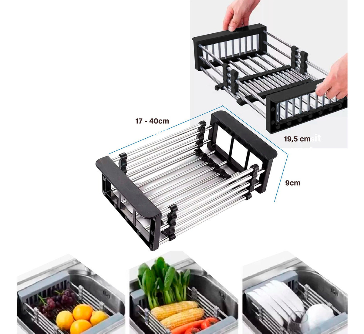 Lavaplatos Premium 100x48Cm Doble Con Lavavasos Y Escurridor