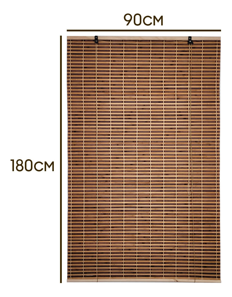 Cortina De Bambú Persiana Roller Bicolor 90x180cm Con Diseños