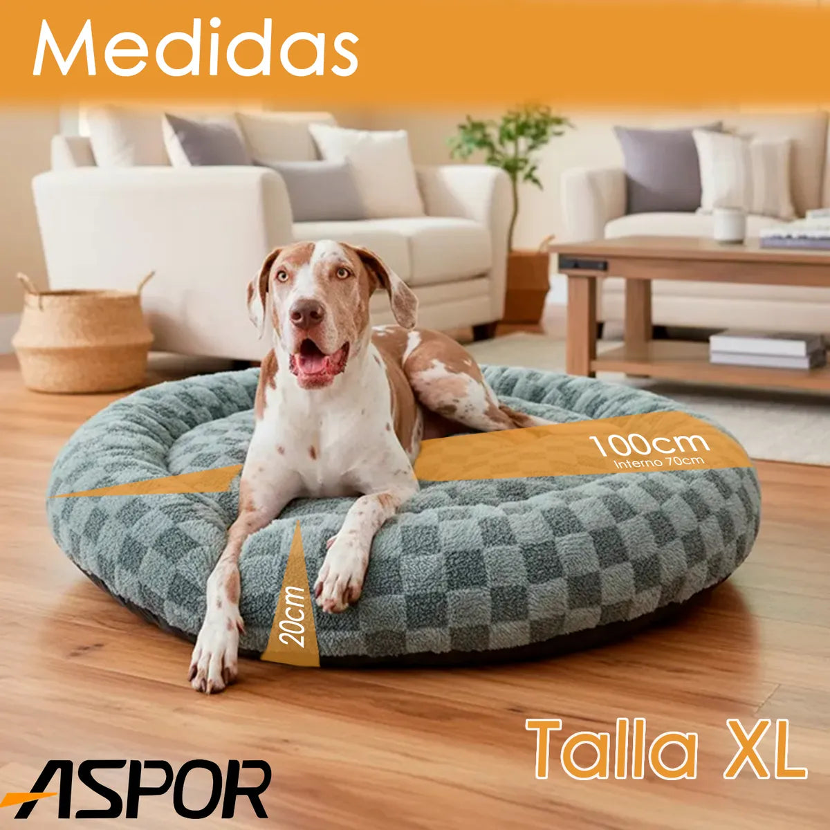 Cama Perro Premium Lavable Polar Redonda 100cm