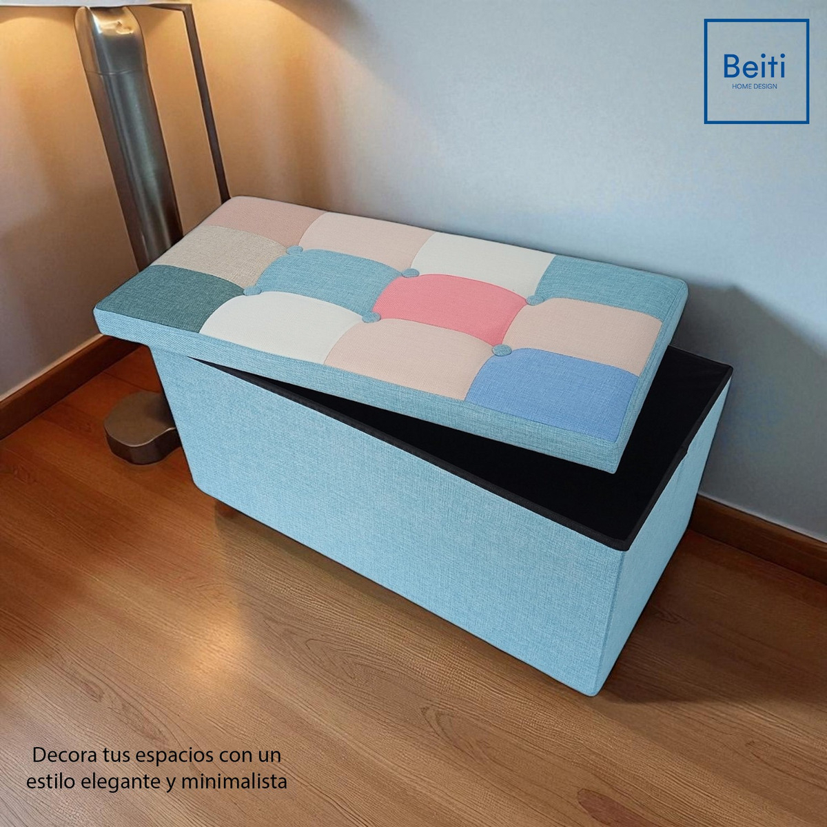 Puff Baul Plegable Organizador 76x38 Tela Mix