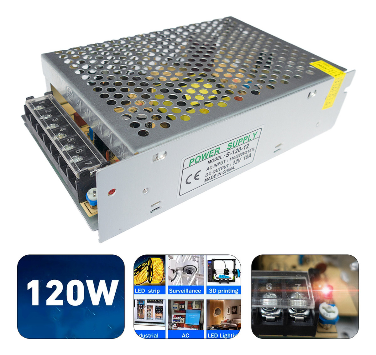 Fuente Poder 12v 10a 120w Transformador 220v Camaras Cinta