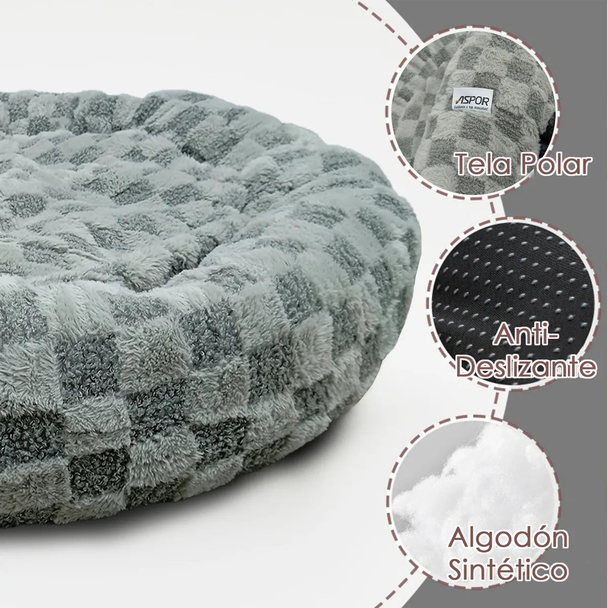 Cama Perro Premium Lavable Polar Redonda 100cm