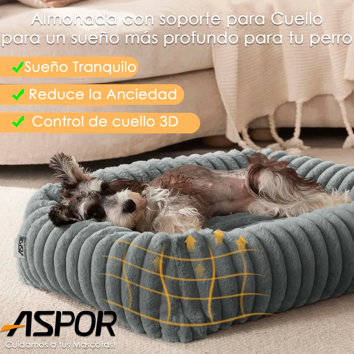 Cama Perro Antiestres Antideslizante Lavable De 63cm
