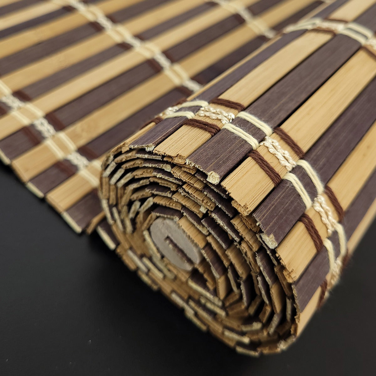 Cortina De Bambú Persiana Roller Bicolor 180x180cm Con Diseños