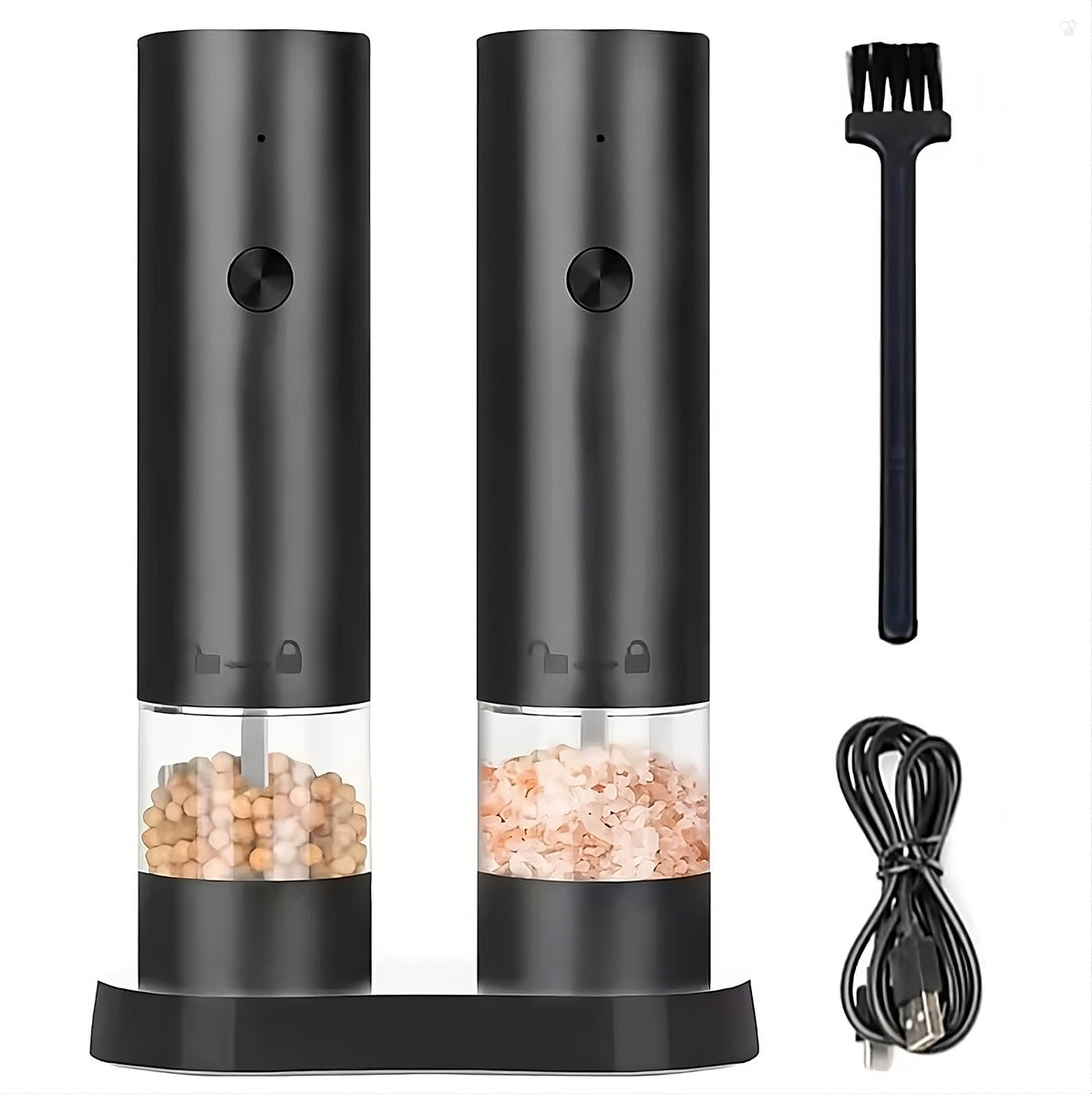 Set Molinillo Sal Y Pimienta Electrico Con Base Usb C