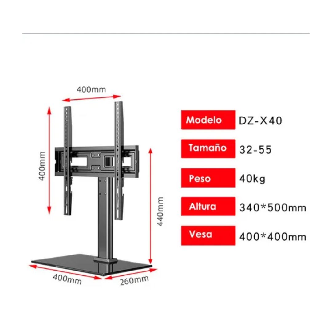 Soporte Pedestal Base Para Tv Lcd Led 37 A 55 Pulgadas 40kg