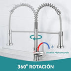 Grifo Llave Alta Monomando Cocina Rociador Flexible Acero Inoxidable