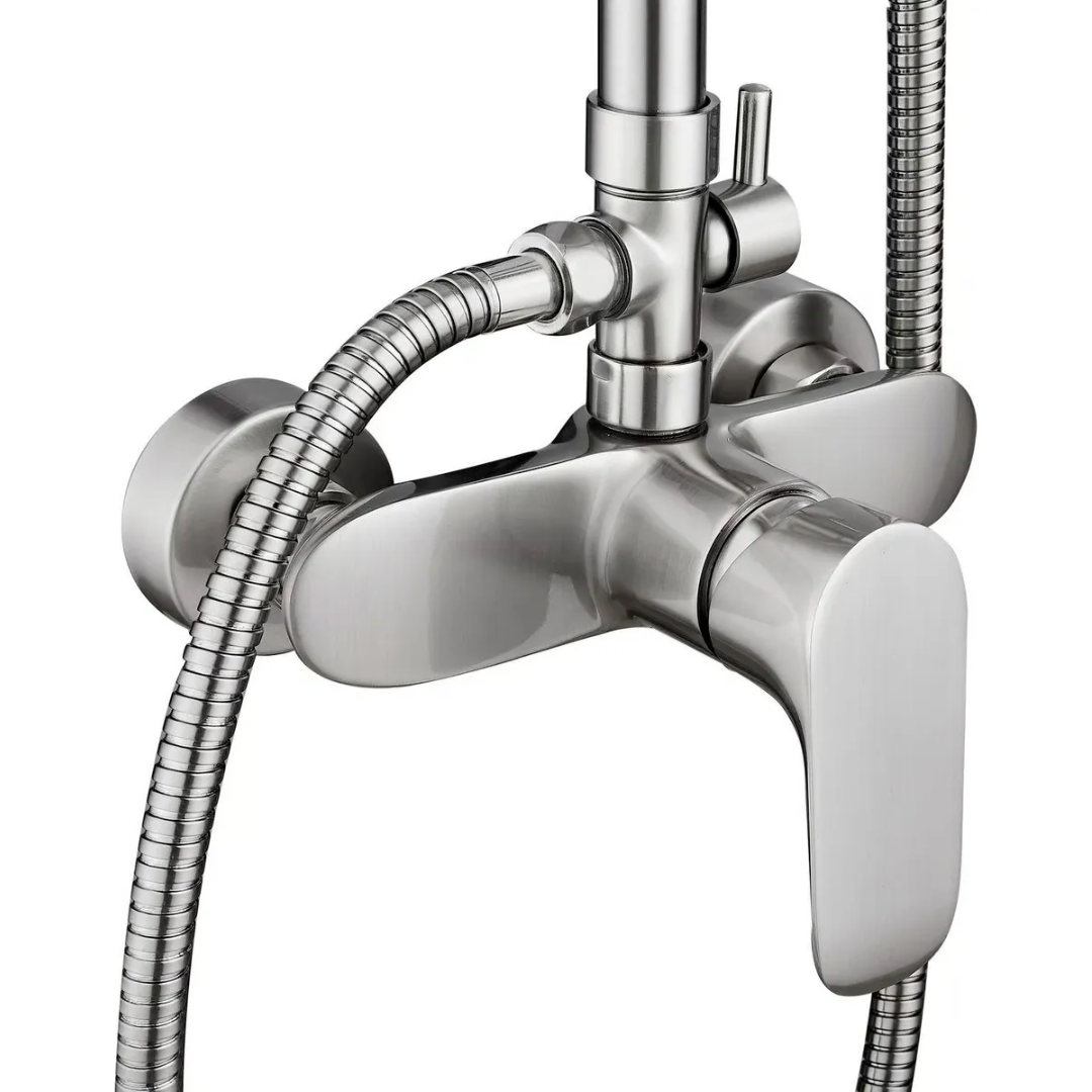 Columna De Ducha Acero Inoxidable Redondo 2 Salidas De Agua