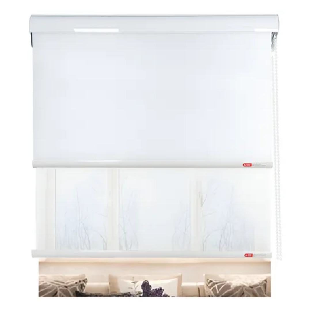 Cortina Roller Blackout Doble Visillo Cenefa 100x200