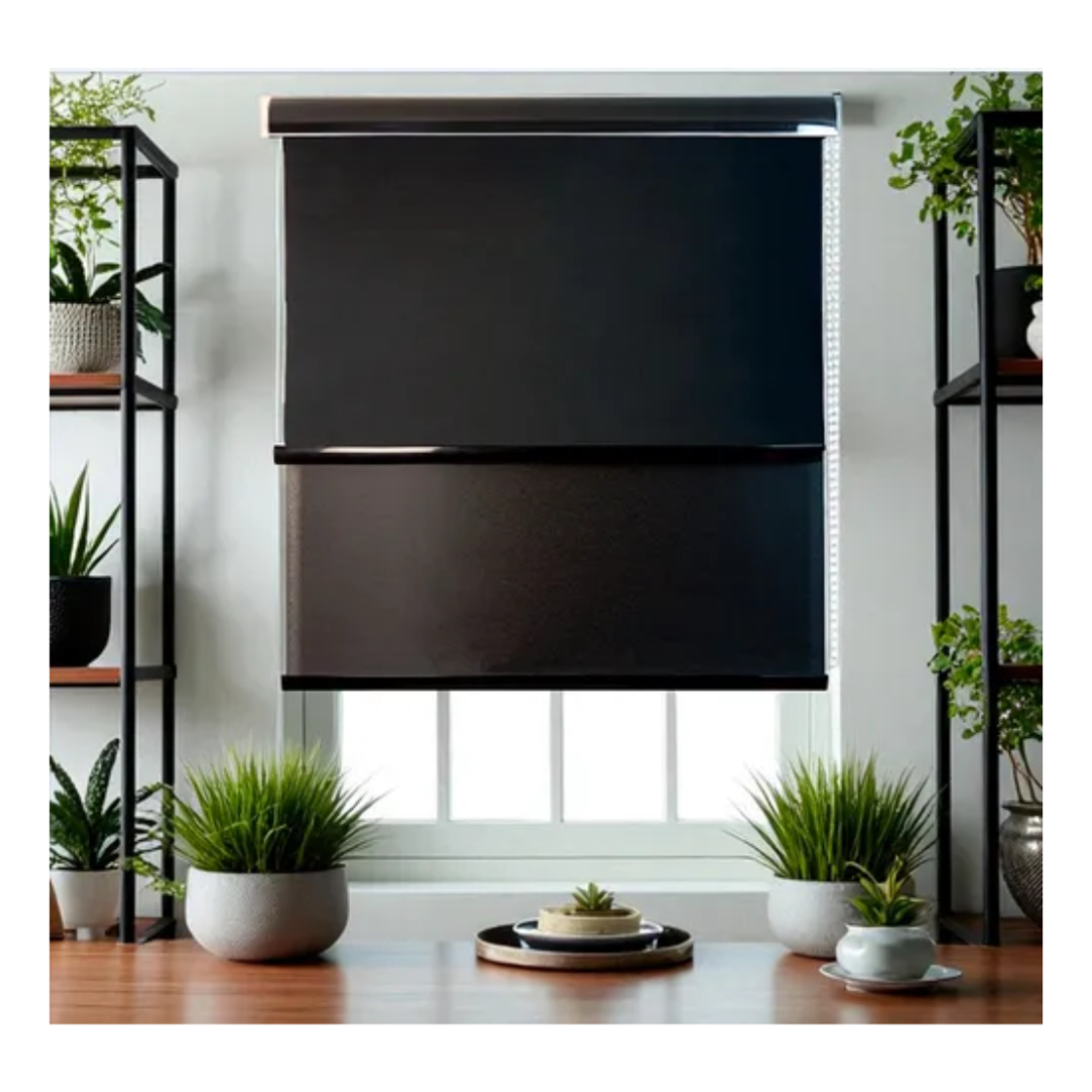 Cortina Roller Blackout Doble Visillo Cenefa 150x200