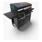 Parrilla A Carbon Con Tapa Premium De Acero Con 4 Ruedas Asados