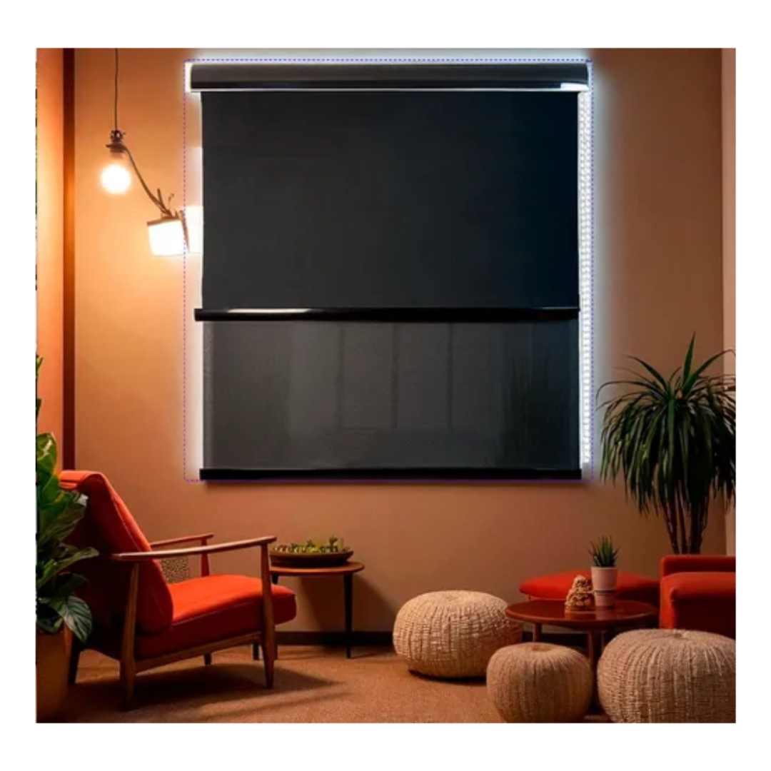 Cortina Roller Blackout Doble Visillo Cenefa 150x200