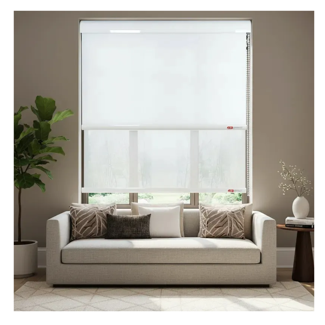 Cortina Roller Blackout Doble Visillo Cenefa 120x200