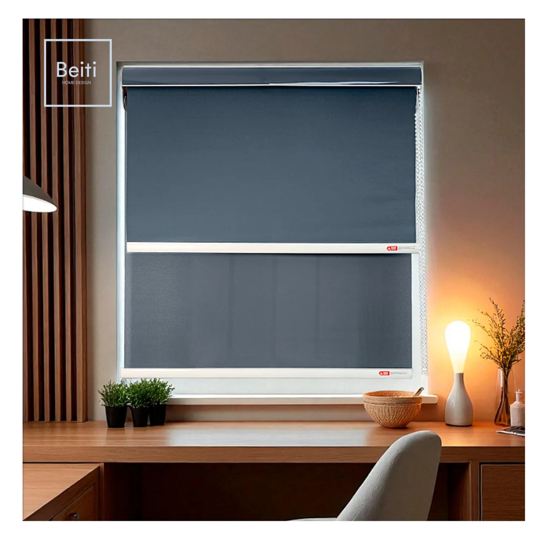 Cortina Roller Blackout Doble Visillo Cenefa 120x200