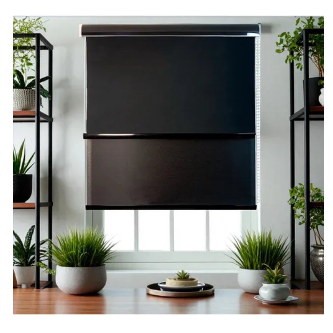 Cortina Roller Blackout Doble Visillo Cenefa 120x200