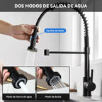 Grifo Llave Alta Monomando Cocina Rociador Flexible Acero Inoxidable