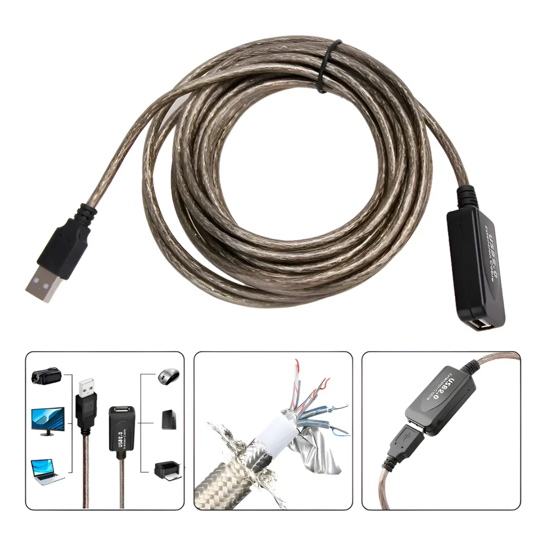 Cable Usb 10 Metros Extension Activo Macho A Usb Hembra 2.0