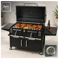 Parrilla A Carbon Con Tapa Premium De Acero Con 4 Ruedas Asados