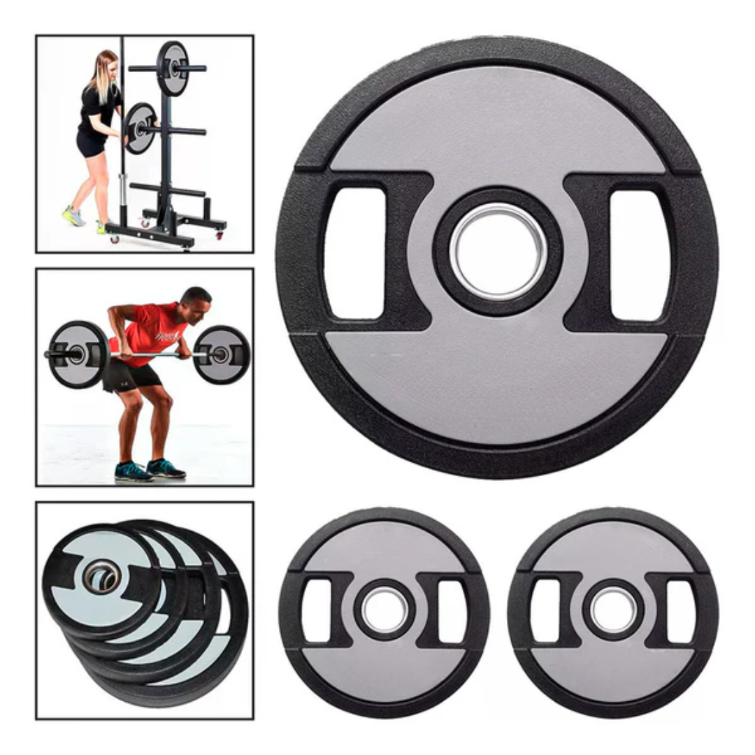 Set 2 Discos Olímpicos 10kg C/u Profesional Pesas Engomado