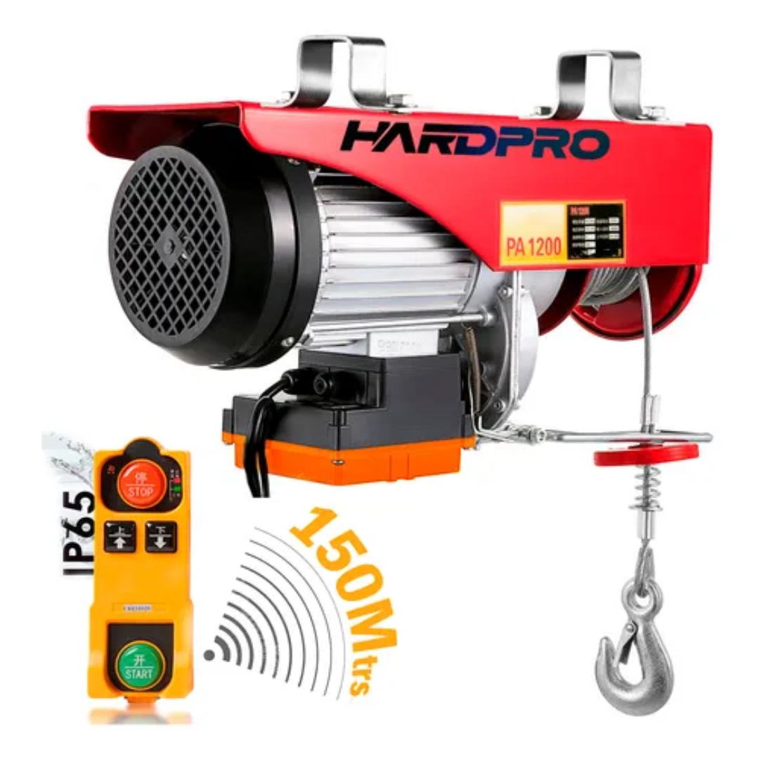 Tecle Eléctrico Inalámbrico 1200kg 12mtrs Cable Acero 1850w