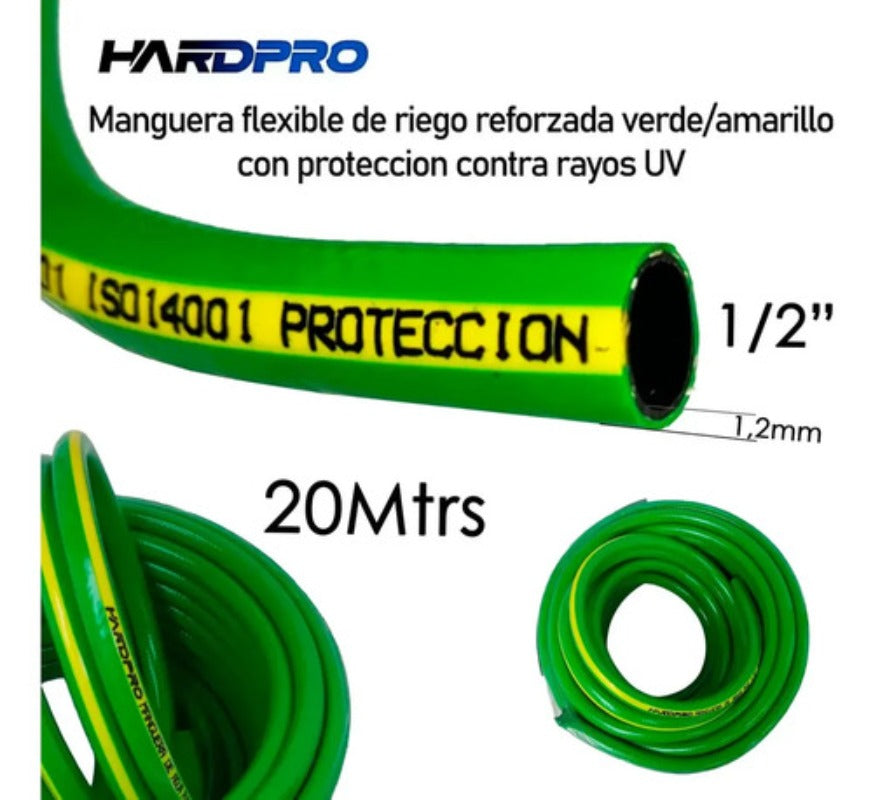 Manguera Riego Reforzada Proteccion Uv Jardin 20m 1/2 1.2mm