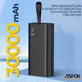 Power Bank 30000 Mah Bateria Aspor Carga Rapida Pd 20w Usb-c Portatil