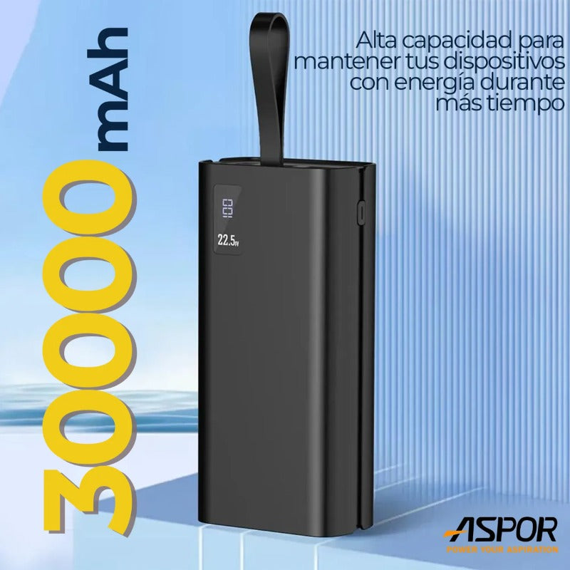 Power Bank 30000 Mah Bateria Aspor Carga Rapida Pd 20w Usb-c Portatil