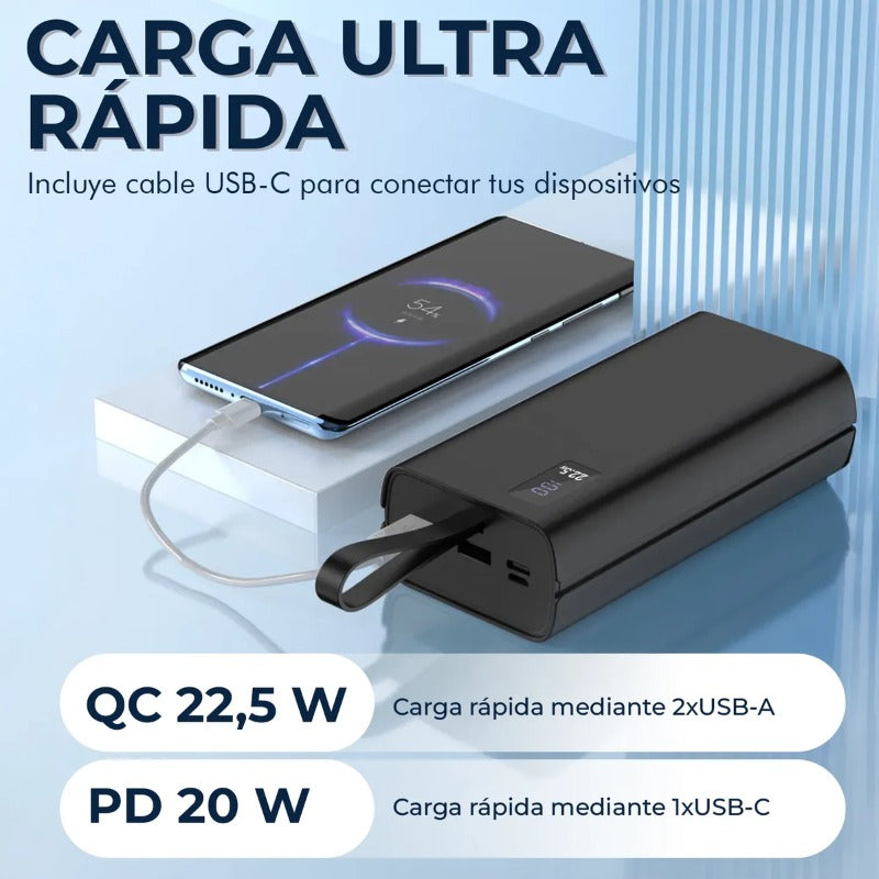 Power Bank 30000 Mah Bateria Aspor Carga Rapida Pd 20w Usb-c Portatil