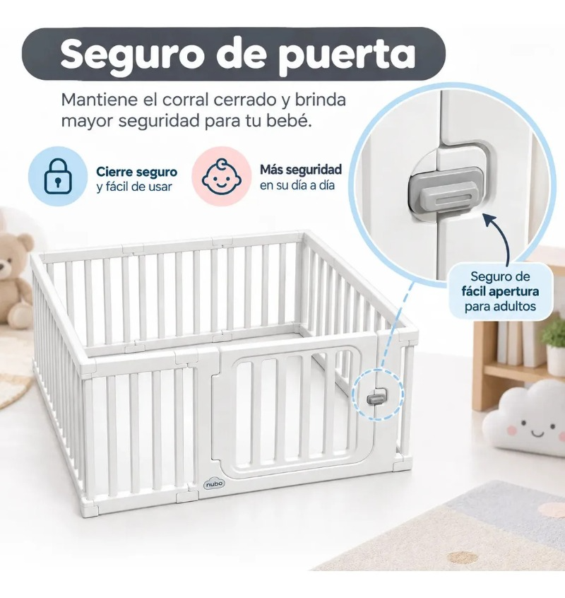 Corral Para Bebe niños Con Seguro Armable de 160x200cm Blanco