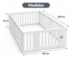 Corral Para Bebe niños Con Seguro Armable de 160x200cm Blanco