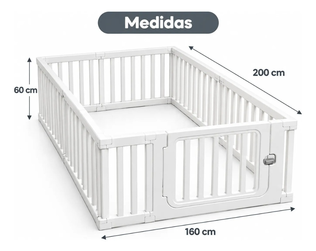 Corral Para Bebe niños Con Seguro Armable de 160x200cm Blanco