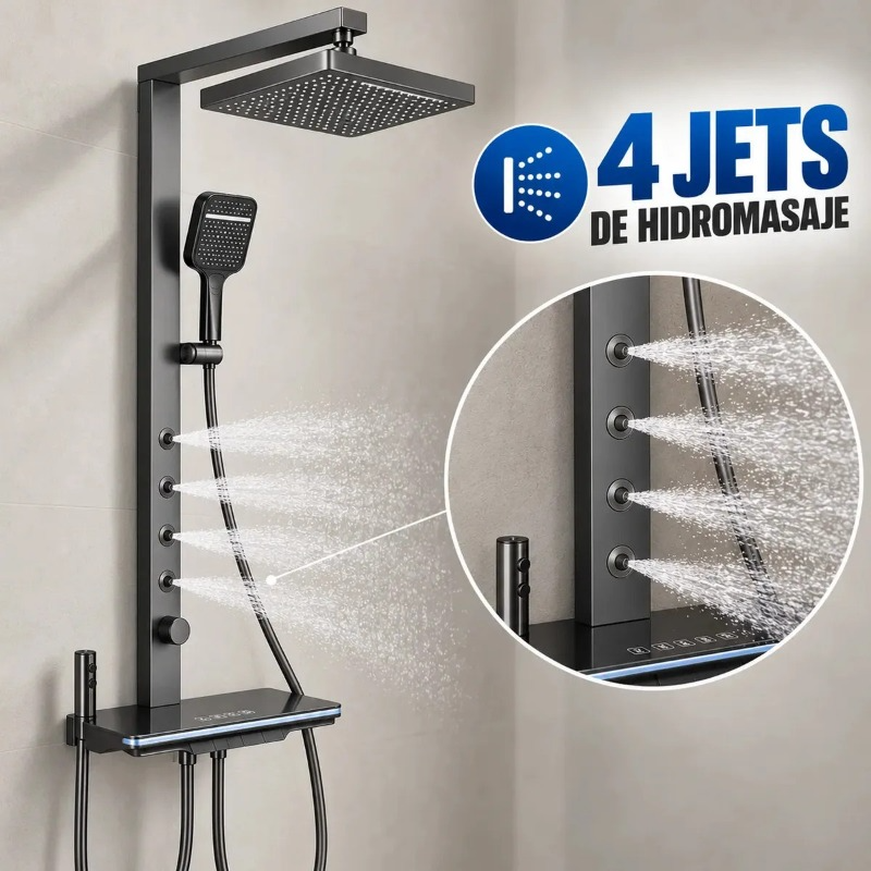 Columna De Ducha De Muro 13 Pulgadas Con Panel LED de 4 Jets