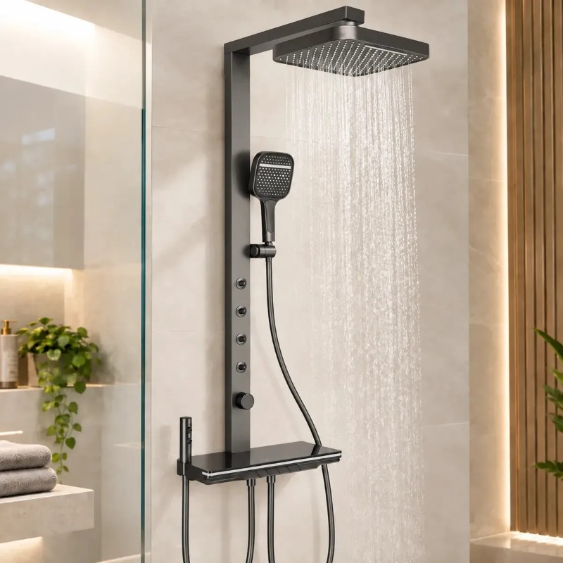 Columna De Ducha De Muro 13 Pulgadas Con Panel LED de 4 Jets