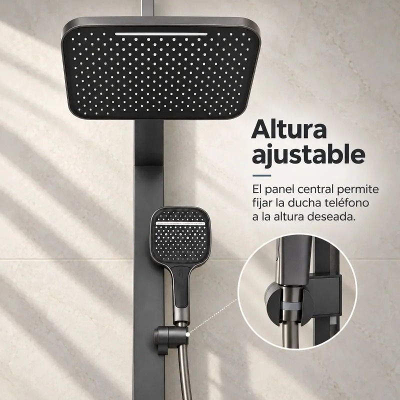 Columna De Ducha De Muro 13 Pulgadas Con Panel LED de 4 Jets