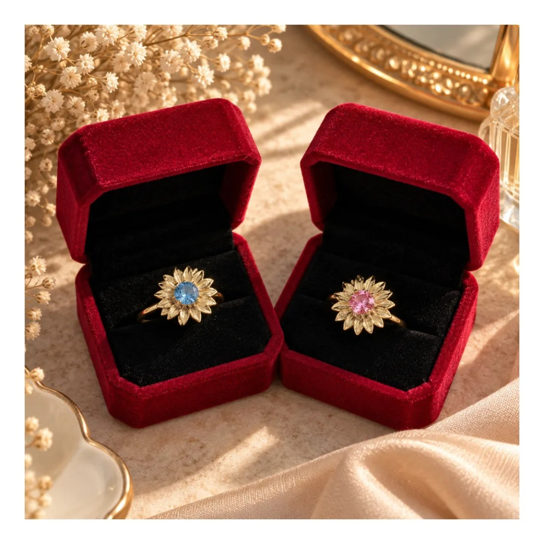 Anillo Flor Girasol Dorado Ajustable Mujer Rosier