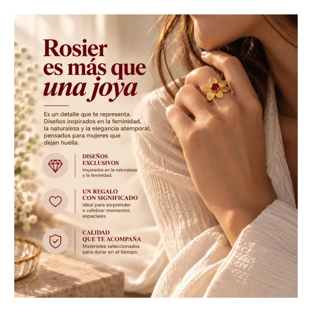 Anillo Flor Girasol Dorado Ajustable Mujer Rosier