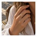 Anillo Flor Girasol Dorado Ajustable Mujer Rosier