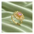 Anillo Flor Girasol Dorado Ajustable Mujer Rosier