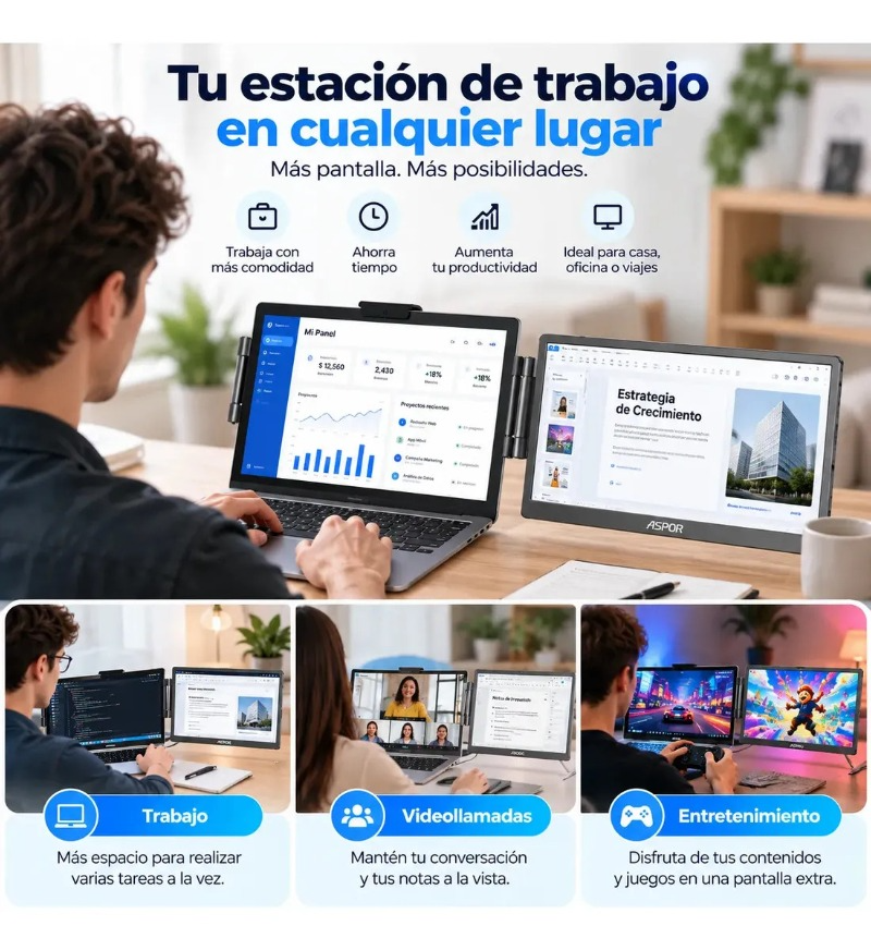 Monitor Extensor De Pantalla Para Laptop 14.1pulg 60hz 1200p