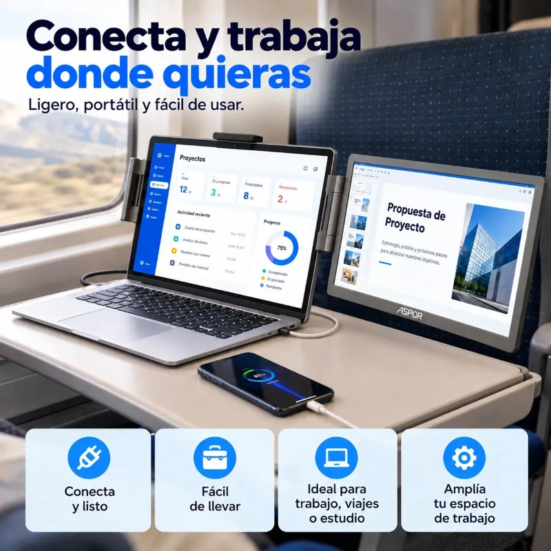 Monitor Extensor De Pantalla Para Laptop 14.1pulg 60hz 1200p